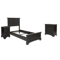 OSP Home Furnishings BP-4200-110B Farmhouse Basics Twin Bed Set with Chest and Nightstand in Rustic Black Finish